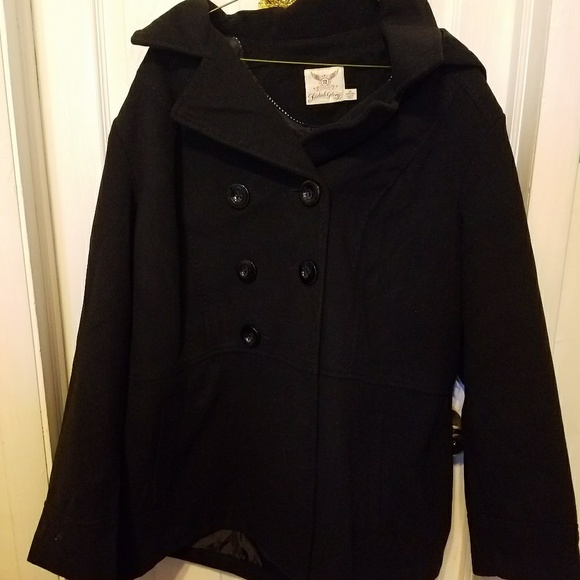 plus size black pea coat